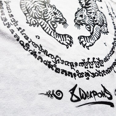 Pánské Muay Thai tričko 8 weapons SAK YANT TIGERS - bílé