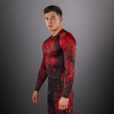 Rashguard VENUM Dl. rukáv Wolf Atak - černo/červený