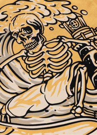 PitBull West Coast Triko SKULL SURF - žluté