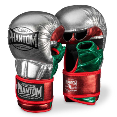 MMA Rukavice na Sparring PHANTOM Mexico - stříbrno/zeleno/červené