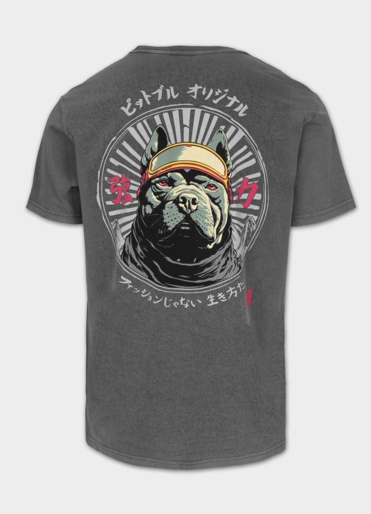 PitBull West Coast Triko Denim Washed MT FUJI - šedé