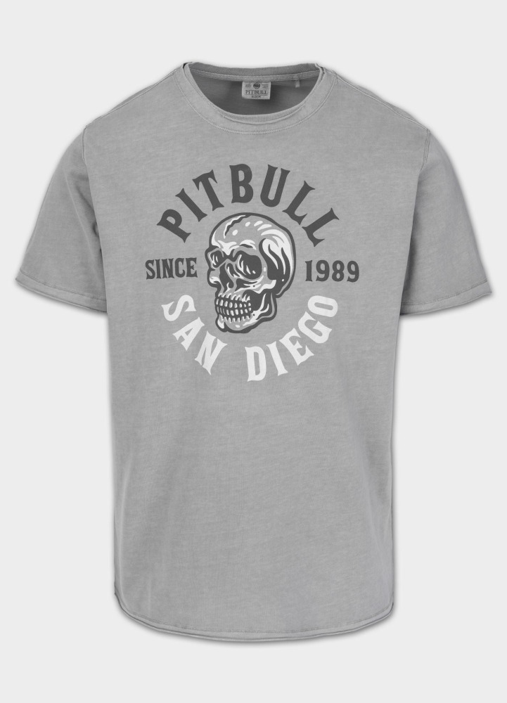 PitBull West Coast Triko SKULL LOGO - šedé