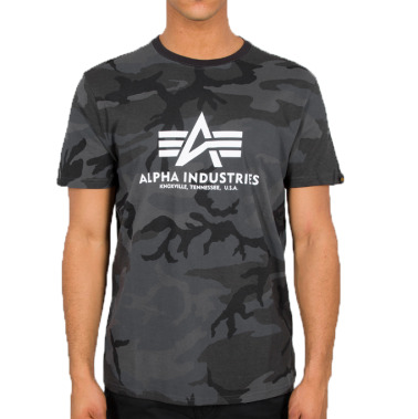 Alpha Industries Pánské tričko Basic Big Logo Camo T - černo maskáčové