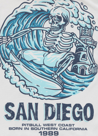 PitBull West Coast Triko SKULL SURF - bílé