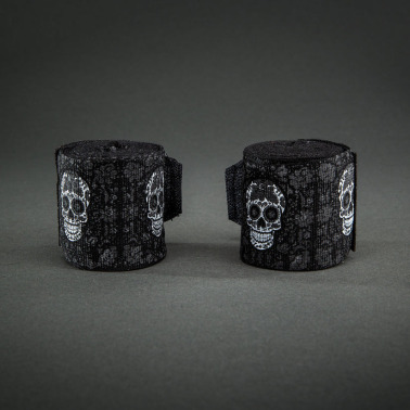 Boxerské bandáže Santa Muerte značky VENUM  - 4,5 m - černo/bílé