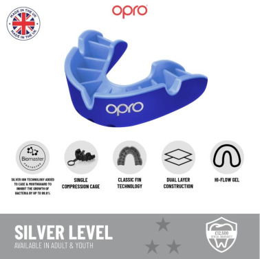 Chránič zubů Opro Silver UFC senior - bílo/stříbrný